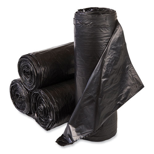 Image of Inteplast Group High-Density Commercial Can Liner Value Pack, 60 gal, 19 mic, 38" x 58", Black, Interleaved Roll, 25 Bags/Roll, 6 Rolls/CT