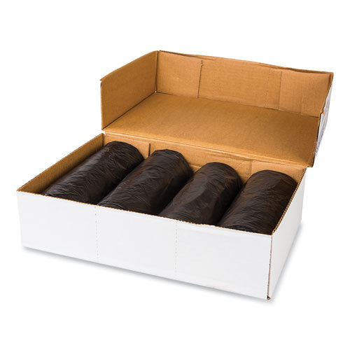 Image of Inteplast Group High-Density Commercial Can Liner Value Pack, 60 gal, 19 mic, 38" x 58", Black, Interleaved Roll, 25 Bags/Roll, 6 Rolls/CT