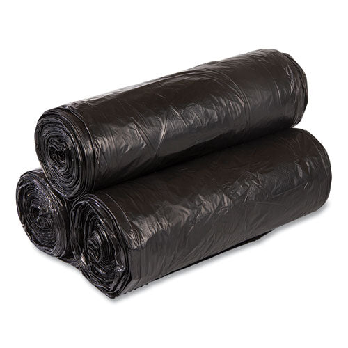 Image of Inteplast Group High-Density Commercial Can Liner Value Pack, 60 gal, 19 mic, 38" x 58", Black, Interleaved Roll, 25 Bags/Roll, 6 Rolls/CT