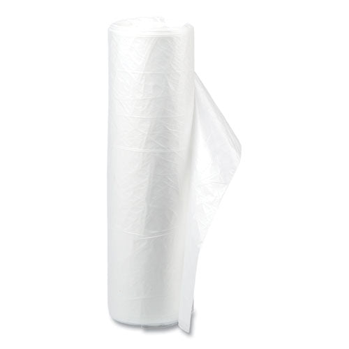 Image of Inteplast Group High-Density Commercial Can Liner Value Pack, 60 gal, 12 mic, 38" x 58", Clear, Interleaved Roll, 25 Bags/Roll, 8 Rolls/CT