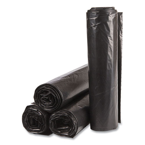 Image of Inteplast Group High-Density Commercial Can Liner Value Pack, 45 gal, 19 mic, 40" x 46", Black, Interleaved Roll, 25 Bags/Roll, 6 Rolls/CT