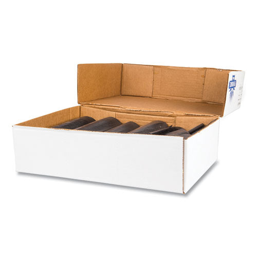Image of Inteplast Group High-Density Commercial Can Liner Value Pack, 45 gal, 19 mic, 40" x 46", Black, Interleaved Roll, 25 Bags/Roll, 6 Rolls/CT