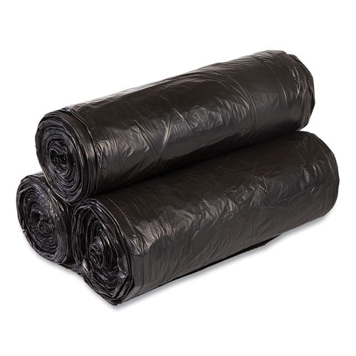 Image of Inteplast Group High-Density Commercial Can Liner Value Pack, 56 gal, 19 mic, 43" x 46", Black, Interleaved Roll, 25 Bags/Roll, 6 Rolls/CT
