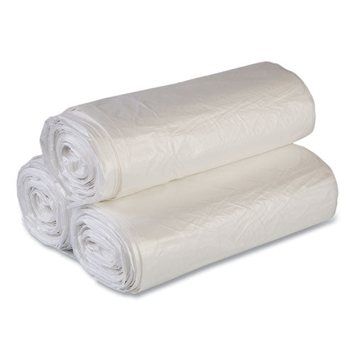 Image of Inteplast Group High-Density Commercial Can Liner Value Pack, 60 gal, 14 mic, 43" x 46", Clear, Interleaved Roll, 25 Bags/Roll, 8 Rolls/CT