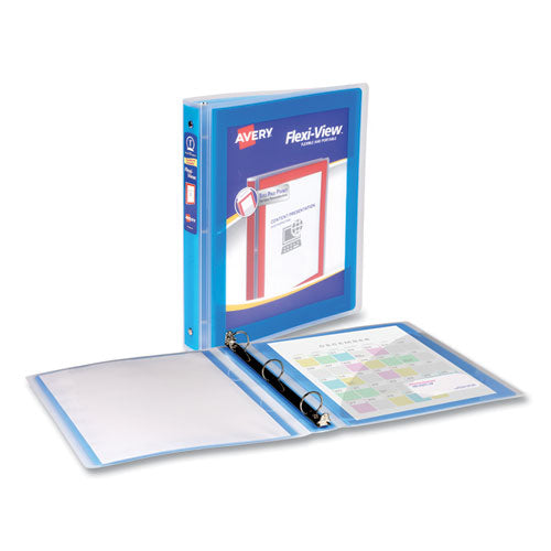 Image of Avery® Flexi-View Binder with Round Rings, 3 Rings, 1" Capacity, 11 x 8.5, Blue