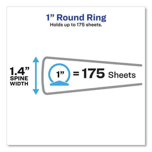 Image of Avery® Flexi-View Binder with Round Rings, 3 Rings, 1" Capacity, 11 x 8.5, Blue