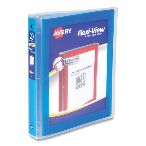 Image of Avery® Flexi-View Binder with Round Rings, 3 Rings, 1" Capacity, 11 x 8.5, Blue