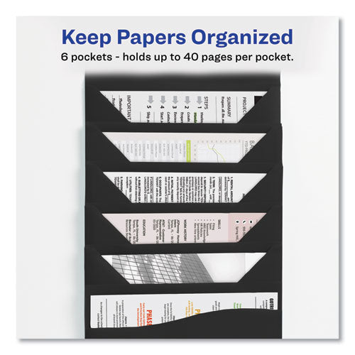 Image of Avery® Slide and View Expanding File, 6 Sections, Hook/Loop Closure, Letter Size, Black