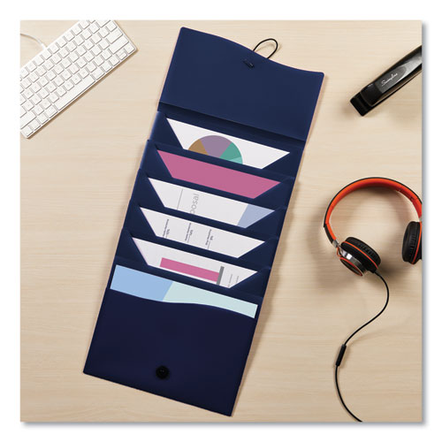 Image of Avery® Slide and View Expanding File, 6 Sections, Hook/Loop Closure, Letter Size, Navy Blue