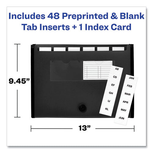 Image of Avery® Expanding File Folder Organizer, 7 Sections, Hook/Loop Closure, Letter Size, Black