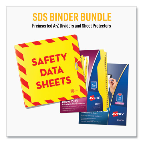 Image of Avery® UltraDuty Safety Data Sheet Binder Bundle, 3 Rings, 3" Capacity, 11 x 8.5, Yellow/Red