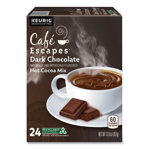 Image of Cafe Escapes® Cafe Escapes Dark Chocolate Hot Cocoa K-Cups, 24/box