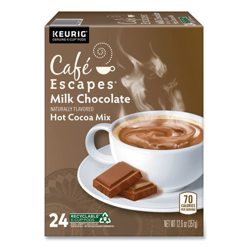 Image of Cafe Escapes® Cafe Escapes Milk Chocolate Hot Cocoa K-Cups, 24/box