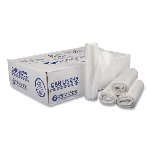 Image of Inteplast Group Draw-Tuff Institutional Draw-Tape Can Liners, Drawstring, 12 gal, 28" x 24", White, 25 Bags/Roll, 12 Rolls/Carton