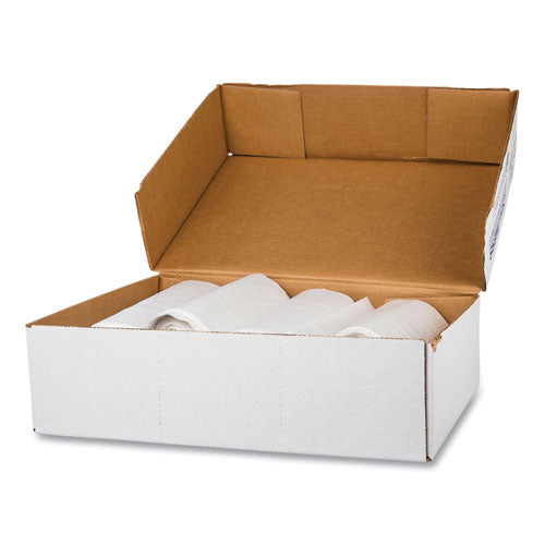 Image of Inteplast Group High-Density Commercial Can Liners, 10 gal, 5 mic, 24" x 24", Natural, Perforated Roll, 50 Bags/Roll, 20 Rolls/Carton