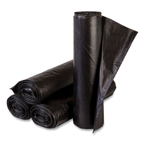 Image of Inteplast Group High-Density Commercial Can Liners, 10 gal, 6 mic, 24" x 24", Black, Perforated Roll, 50 Bags/Roll, 20 Rolls/Carton