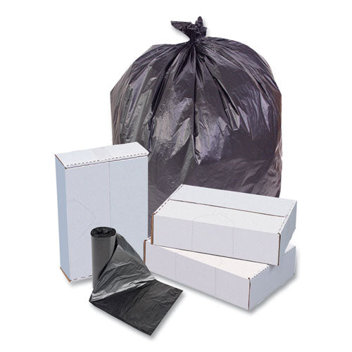 Image of Inteplast Group High-Density Commercial Can Liners, 10 gal, 6 mic, 24" x 24", Black, Perforated Roll, 50 Bags/Roll, 20 Rolls/Carton