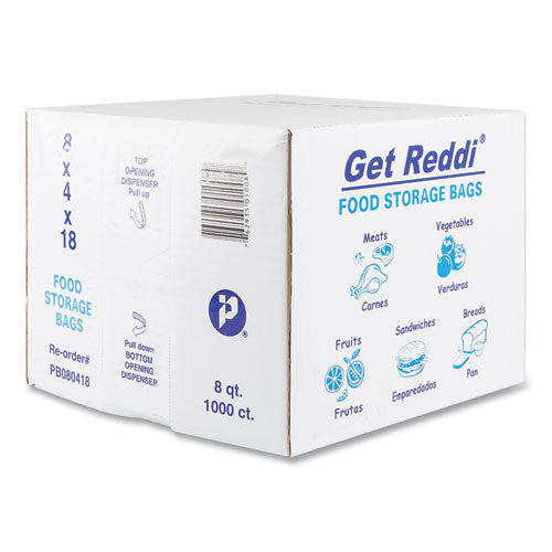 Image of Inteplast Group Food Bags, 2 gal, 8" x 4" x 18", Clear, 1,000/Carton