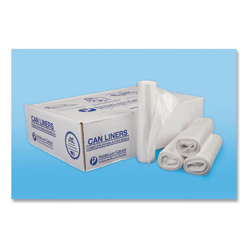 Image of Inteplast Group High-Density Commercial Can Liners, 30 gal, 13 mic, 30" x 37", Clear, Interleaved Roll, 25 Bags/Roll, 20 Rolls/Carton