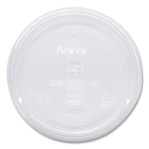 Image of Karat® PET Lids, Strawless Sipper, Fits 32 oz Cold Cups, Plastic, Clear, 1,000/Carton