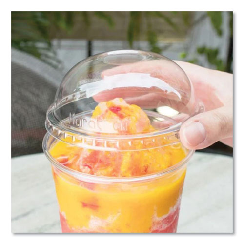 Image of Karat® PET Lids, Dome Lid, Fits 32 oz Cold Cups, Plastic, Clear, 500/Carton