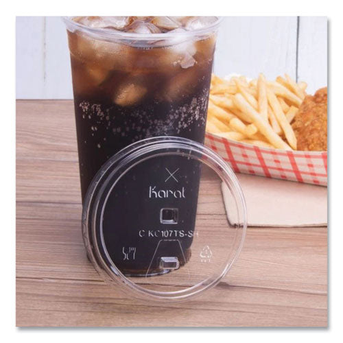 Image of Karat® PET Lids, Strawless Sipper, Fits 32 oz Cold Cups, Plastic, Clear, 1,000/Carton