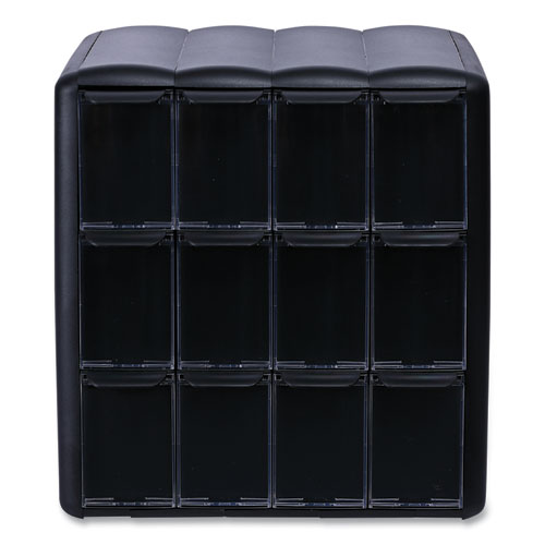 Image of FLAVIA® Four Column Merchandiser, 12 Compartments, 15.2 x 17.2 x 16.3, Black