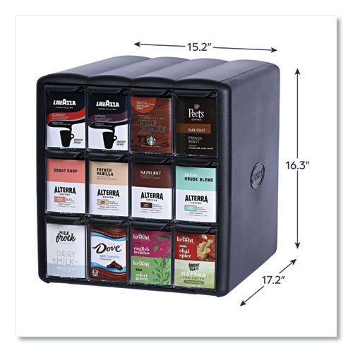 Image of FLAVIA® Four Column Merchandiser, 12 Compartments, 15.2 x 17.2 x 16.3, Black