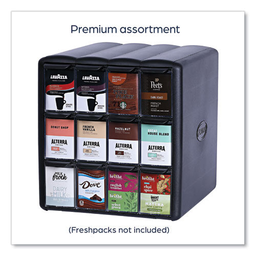 Image of FLAVIA® Four Column Merchandiser, 12 Compartments, 15.2 x 17.2 x 16.3, Black