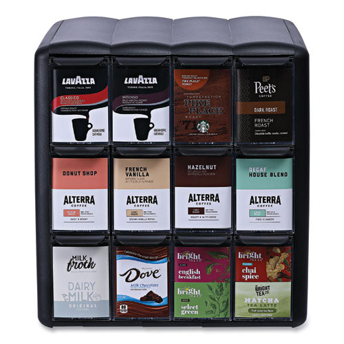 Image of FLAVIA® Four Column Merchandiser, 12 Compartments, 15.2 x 17.2 x 16.3, Black