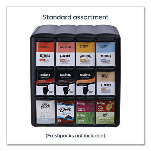 Image of FLAVIA® Four Column Merchandiser, 12 Compartments, 15.2 x 17.2 x 16.3, Black