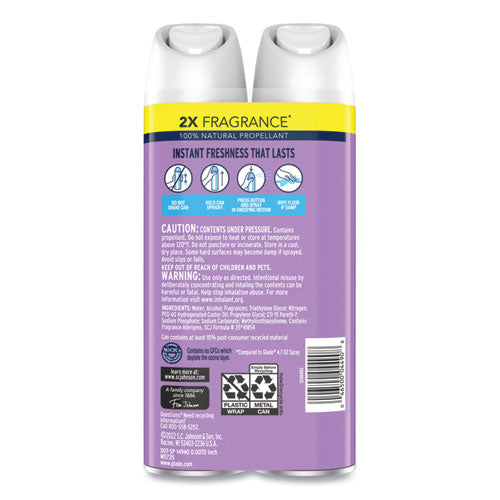 Image of Glade® Air Freshener, Lavender and Vanilla, Scent, 8.3 oz Aerosol Spray, 2/Pack, 3 Packs/Carton