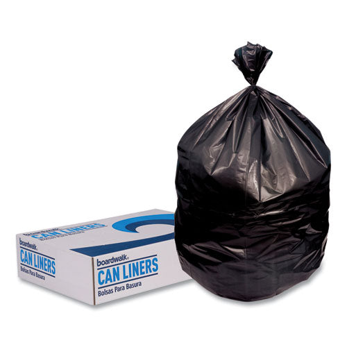 Image of Boardwalk® Low-Density Waste Can Liners, 23 gal, 0.9 mil, 28" x 45", Black, Perforated Roll, 25 Bags/Roll, 8 Rolls/Carton
