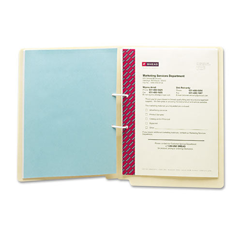 Image of Smead Heavyweight Manila Reinforced End Tab U-Clip Fastener Folders, 0.75" Expansion, 1 Fastener, Letter Size, Manila, 50/Box