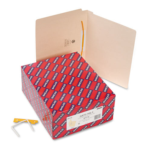 Image of Smead Heavyweight Manila Reinforced End Tab U-Clip Fastener Folders, 0.75" Expansion, 1 Fastener, Letter Size, Manila, 50/Box
