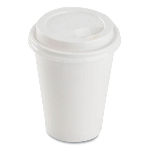 Image of Karat® Hot Cup Lids, Sipper Lid, Fits 8 oz Hot Cups, Plastic, White, 1,000/Carton