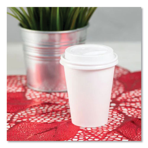 Image of Karat® Hot Cup Lids, Sipper Lid, Fits 8 oz Hot Cups, Plastic, White, 1,000/Carton