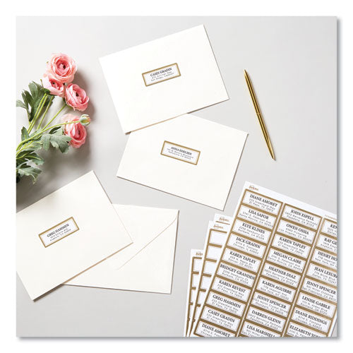 Image of Avery® White Easy Peel Mailing Labels with Metallic Border, Inkjet/Laser Printers, 1 x 2.63, White, 30/Sheet, 10 Sheets/Pack