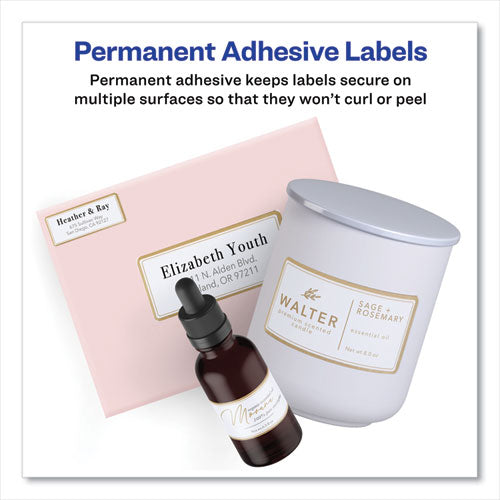 Image of Avery® White Easy Peel Mailing Labels with Metallic Border, Inkjet/Laser Printers, 2 x 4, White, 10/Sheet, 10 Sheets/Pack