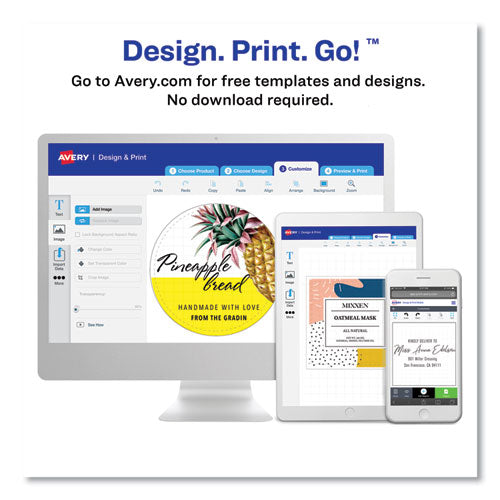 Image of Avery® White Easy Peel Mailing Labels with Metallic Border, Inkjet/Laser Printers, 2 x 4, White, 10/Sheet, 10 Sheets/Pack