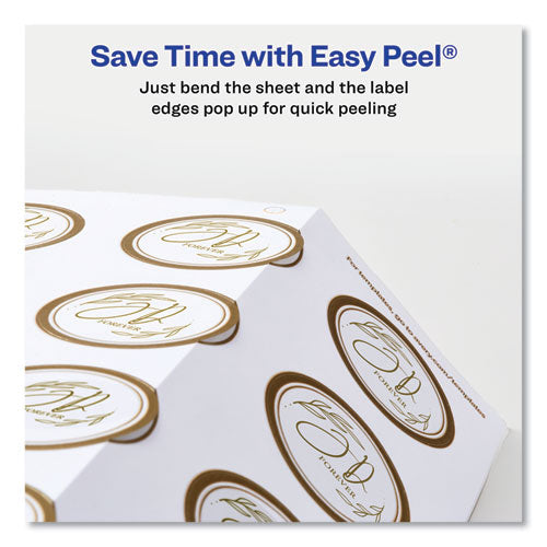 Image of Avery® Round Labels, 2" dia, White with Gold Border, 12/Sheet, 10 Sheets/Pack