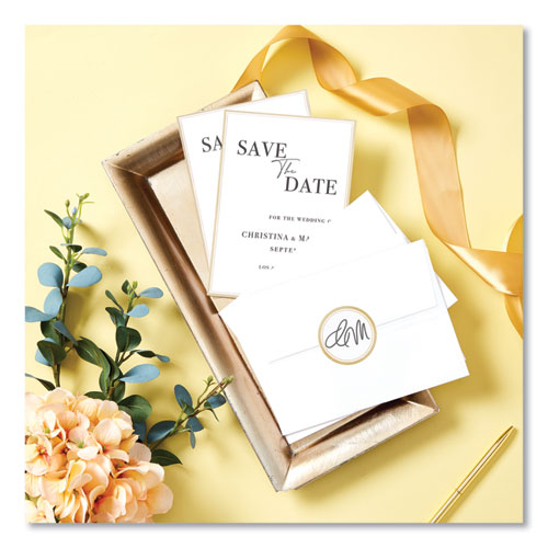 Image of Avery® Round Labels, 2" dia, White with Gold Border, 12/Sheet, 10 Sheets/Pack