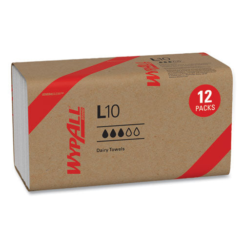 Image of WypAll® L10 SANI-PREP Dairy Towels, Banded, 2-Ply, 9.3 x 10.5, Unscented, White, 200/Pack, 12 Packs/Carton