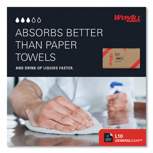Image of WypAll® L10 SANI-PREP Dairy Towels, Banded, 2-Ply, 9.3 x 10.5, Unscented, White, 200/Pack, 12 Packs/Carton
