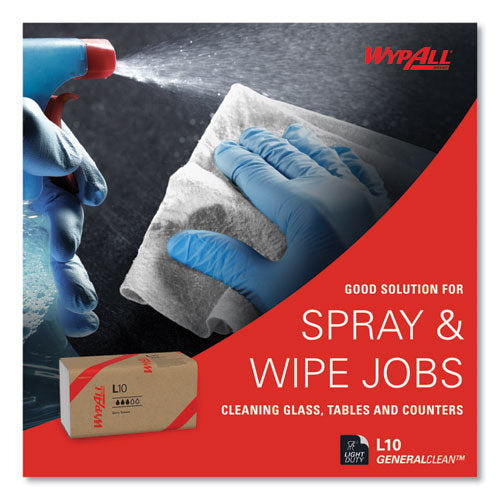 Image of WypAll® L10 SANI-PREP Dairy Towels, Banded, 2-Ply, 9.3 x 10.5, Unscented, White, 200/Pack, 12 Packs/Carton