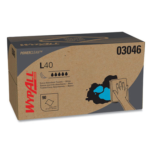 Image of WypAll® L40 Towels, POP-UP Box, 10.8 x 10, White, 90/Box, 9 Boxes/Carton