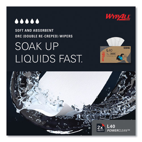 Image of WypAll® L40 Towels, POP-UP Box, 10.8 x 10, White, 90/Box, 9 Boxes/Carton