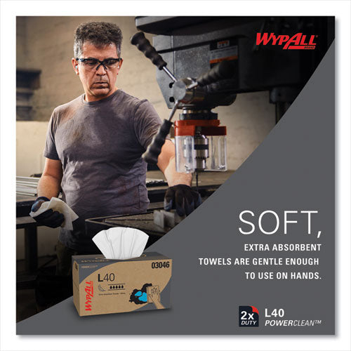 Image of WypAll® L40 Towels, POP-UP Box, 10.8 x 10, White, 90/Box, 9 Boxes/Carton