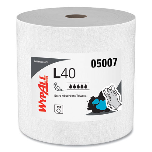 Image of WypAll® L40 Towels, Jumbo Roll, 12.5 x 12.2, White, 750/Roll