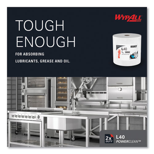 Image of WypAll® L40 Towels, Jumbo Roll, 12.5 x 12.2, White, 750/Roll